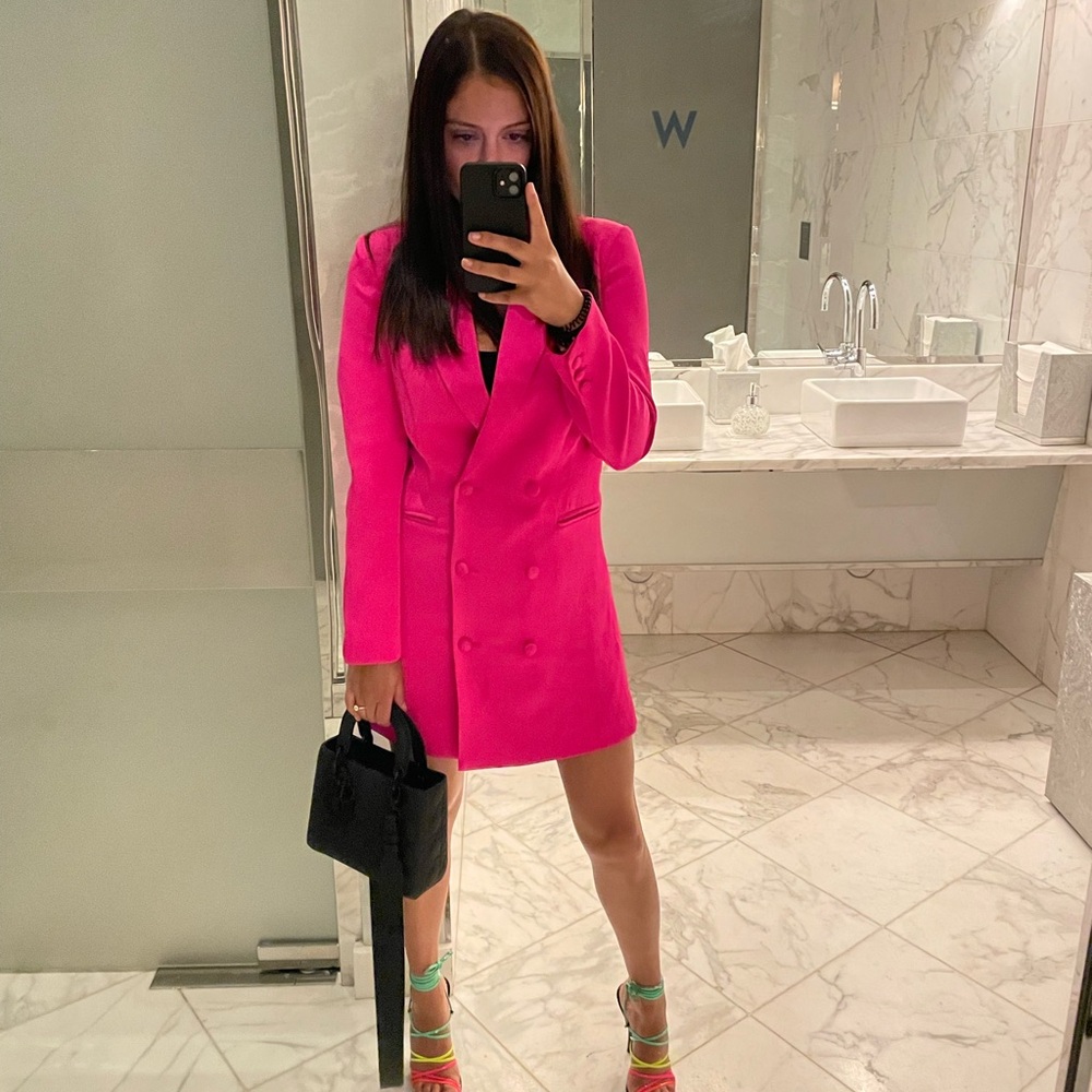 Lucy Paris Pink Double-Breasted Blazer Dress
